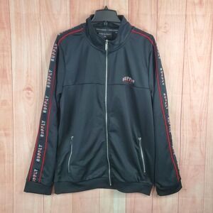 Supply & Demand Track Jacket Mens 2XL Black Stretch Ribbed Graphic Print Running